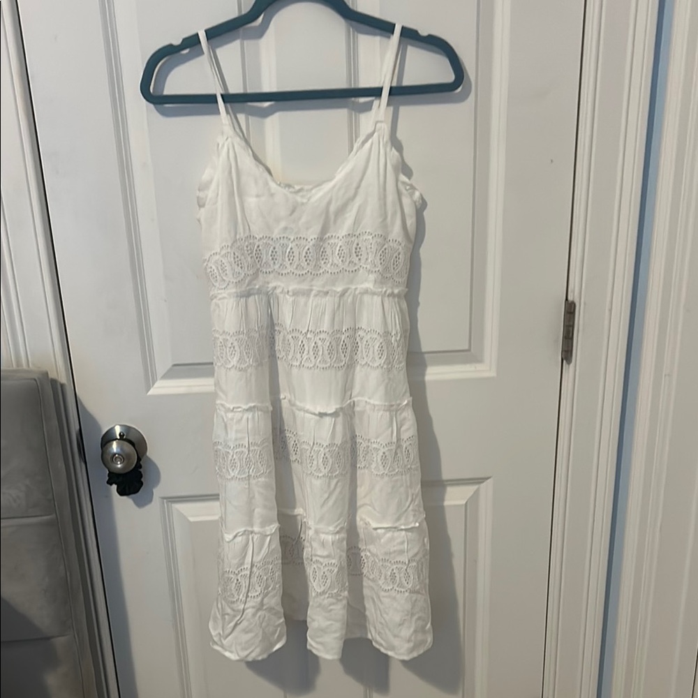 Jessica Simpson White Tiered Mini Sundress